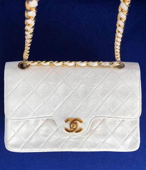 chanel white crossbody|white vintage chanel bag.